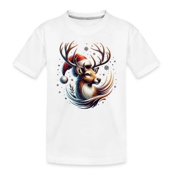Rentier Winter - Kinder Premium Bio T-Shirt - Weiß - Vorne