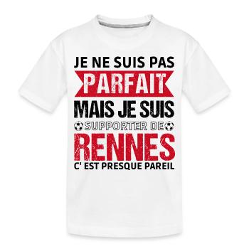Supporter Rennes Cadeau Football Fan Rouge Noir - T-shirt bio Premium Enfant - blanc - Devant
