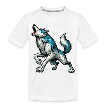 Wolf Comic - Kinder Premium Bio T-Shirt - Weiß - Vorne