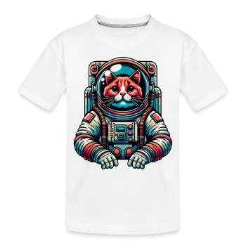 Little cute cat as astronaut spaceman - Kids' Premium Organic T-Shirt - white - Front