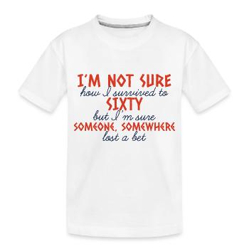 60e anniversaire: Je ne sais pas comment j'ai survécu à - T-shirt bio Premium Enfant - blanc - Devant
