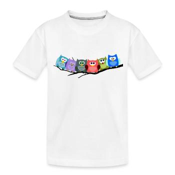 Cooles buntes Eulen Motiv - Kinder Premium Bio T-Shirt - Weiß - Vorne
