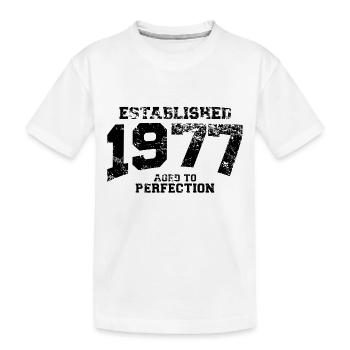 established 1977 - aged to perfection(uk) - Kids' Premium Organic T-Shirt - white - Front