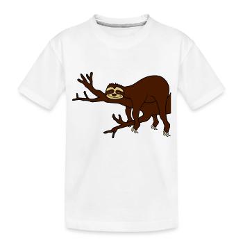 ast tree sloth relax muede chillen haengen - Kids' Premium Organic T-Shirt - white - Front