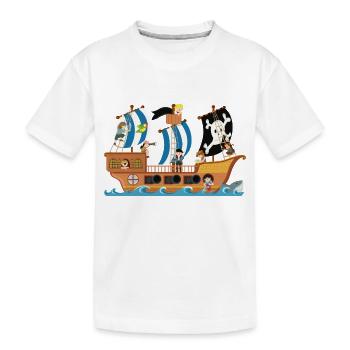 Piratenschiff - Kinder Premium Bio T-Shirt - Weiß - Vorne