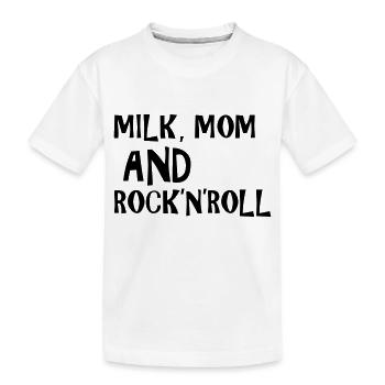 Milk, Mom and Rock 'N' Roll - Kinder Premium Bio T-Shirt - Weiß - Vorne