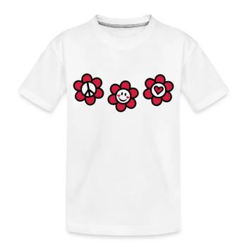 Peace Love Happiness bonheur amour paix libre - T-shirt bio Premium Enfant - blanc - Devant