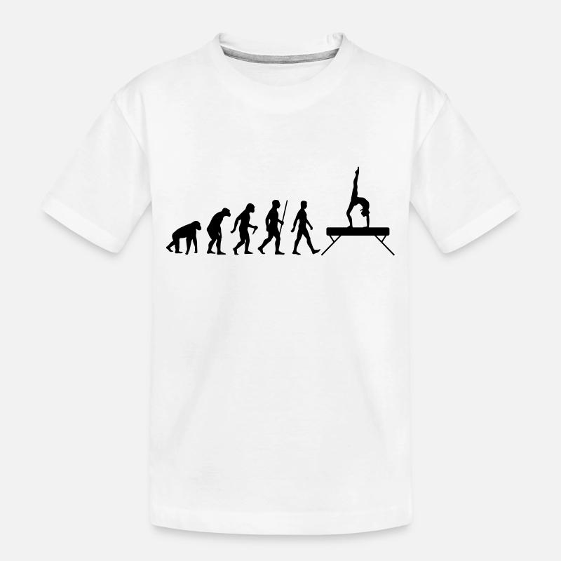 Evolution Schwebebalken - Kinder Premium Bio T-Shirt - Weiß