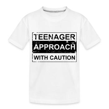 Teenager approach with caution white Danger! Teen - Kinder Premium Bio T-Shirt - Weiß - Vorne