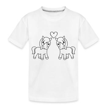 Pferd Comic Tier Paar Liebe - Kinder Premium Bio T-Shirt - Weiß - Vorne