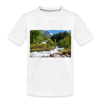 Geiranger panorama Storseterfossen Norwegen - Kinder Premium Bio T-Shirt - Weiß - Vorne