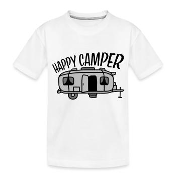 Happy Camper Camping Wagen - Kinder Premium Bio T-Shirt - Weiß - Vorne