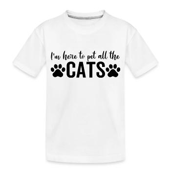 Je suis ici pour caresser tous les chats - T-shirt bio Premium Enfant - blanc - Devant