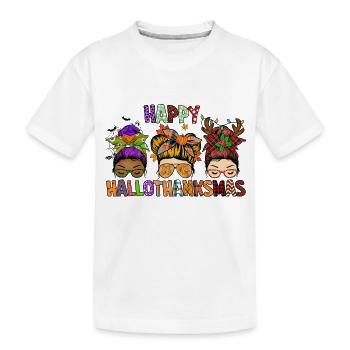 Happy Hallothanksmas - Kids' Premium Organic T-Shirt - white - Front