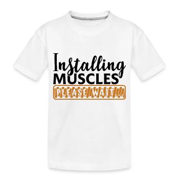 Installing muscle - Kids' Premium Organic T-Shirt - white - Front