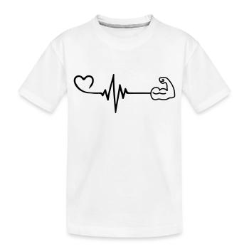 Muscle dumbbell heartbeat - Kids' Premium Organic T-Shirt - white - Front
