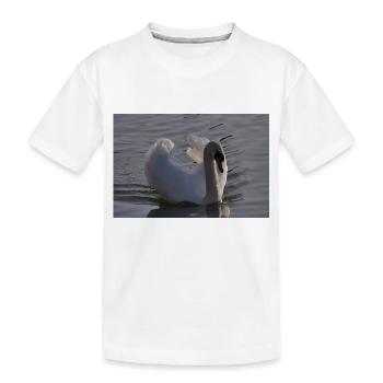 Schwan Poster - Kinder Premium Bio T-Shirt - Weiß - Vorne