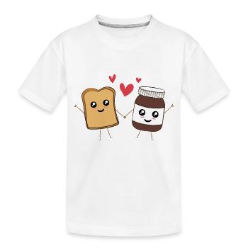 Funny Food Kawaii - Biscotte et Chocolat in Love - T-shirt bio Premium Enfant - blanc - Devant