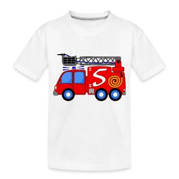 Feuerwehrfahrzeug 5. Geburtstag Kinder - Kinder Premium Bio T-Shirt - Weiß - Vorne