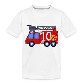 Feuerwehrfahrzeug 10 Geburtstag Kinder - Kinder Premium Bio T-Shirt - Weiß - Vorne