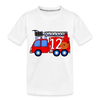 Feuerwehrfahrzeug 12. Geburtstag Kinder - Kinder Premium Bio T-Shirt - Weiß - Vorne