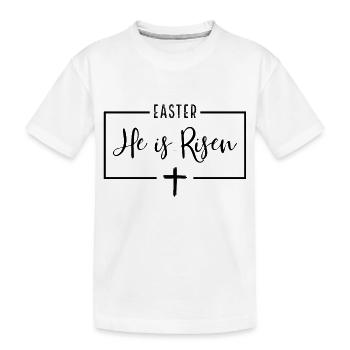 He is Risen Kreuz - Kinder Premium Bio T-Shirt - Weiß - Vorne