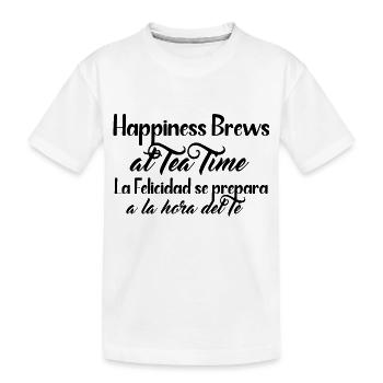 Happiness and Tea design - Anglais et espagnol - T-shirt bio Premium Enfant - blanc - Devant