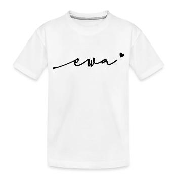 Ewa Cursive Name - Kids' Premium Organic T-Shirt - white - Front