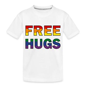 Free Hugs Regenbogenfahne - Kinder Premium Bio T-Shirt - Weiß - Vorne