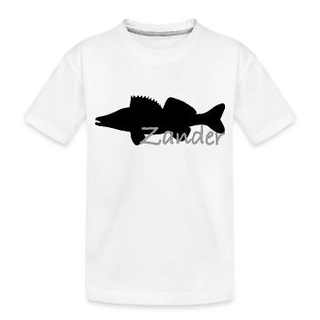 Sandre en noir avec lettrage gris - T-shirt bio Premium Enfant - blanc - Devant