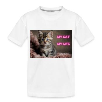 MEINE KATZE, MEIN LEBEN - MON CHAT MA VIE - Kinder Premium Bio T-Shirt - Weiß - Vorne