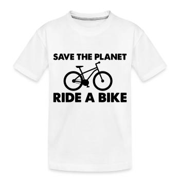 ride a bike - Kids' Premium Organic T-Shirt - white - Front