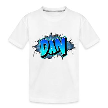 Graffiti DAN Wand Risse Blaue Ziegel - Kinder Premium Bio T-Shirt - Weiß - Vorne