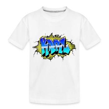 Graffiti KARL Wall Crack Ziegel Gelb - Kinder Premium Bio T-Shirt - Weiß - Vorne