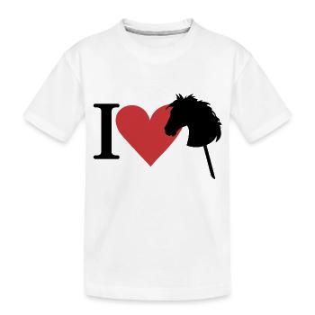 J’ADORE HOBBY HORSE- HOBBY HORSING- CHEVAL SUR UN BÂTON - T-shirt bio Premium Enfant - blanc - Devant
