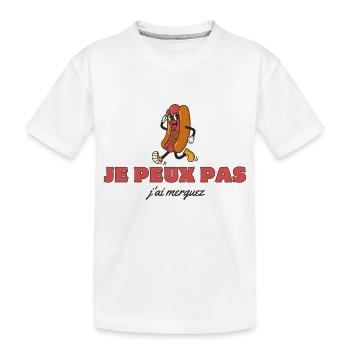 "T-shirt "Je peux pas j'ai merguez" - T-shirt bio Premium Enfant - blanc - Devant