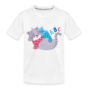 Chat avec cône d’école inscription à l’école - T-shirt bio Premium Enfant - blanc - Devant