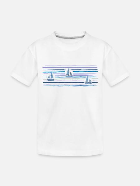 Bateaux Sur la Mer Traits Bleus - T-shirt bio Premium Enfant - blanc