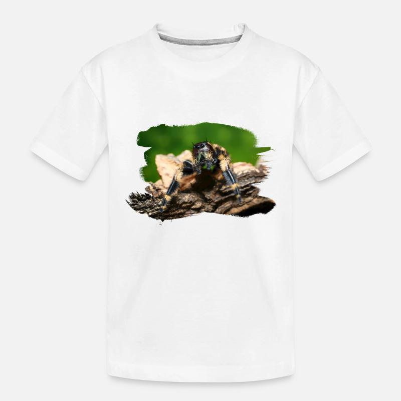 phidippus otiosus jumping spider, spring spinne - Kinder Premium Bio T-Shirt - Weiß