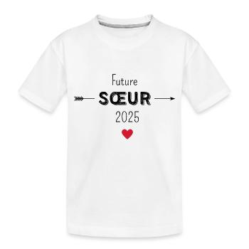 Zukünftige Schwester 2025 - Kinder Premium Bio T-Shirt - Weiß - Vorne