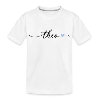 Theo Name Kalligrafie Schrift - Kinder Premium Bio T-Shirt - Weiß - Vorne