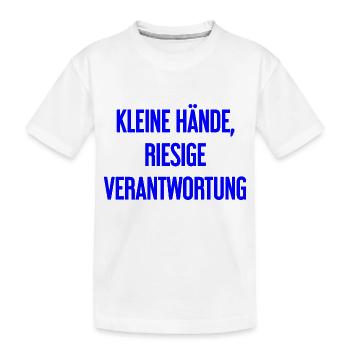 De petites mains, une énorme responsabilité disent les parents - T-shirt bio Premium Enfant - blanc - Devant