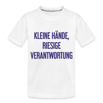 De petites mains, une énorme responsabilité disent les parents - T-shirt bio Premium Enfant - blanc - Devant