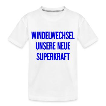 Diaper change – our new superpower - Kids' Premium Organic T-Shirt - white - Front