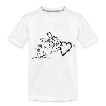 Kleiner niedlicher Hase mit Herz - Kinder Premium Bio T-Shirt - Weiß - Vorne