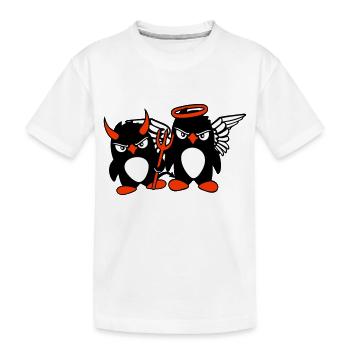 2 Pingouins Ange Diable Mal Bon Ciel Enfer Cool - T-shirt bio Premium Enfant - blanc - Devant