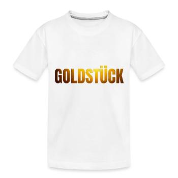 goldene Schrift GOLDSTÜCK - Kinder Premium Bio T-Shirt - Weiß - Vorne