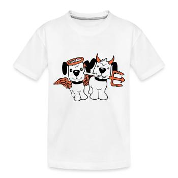2 Chiens Ange Diable Satan Ciel Enfer Conscience - T-shirt bio Premium Enfant - blanc - Devant
