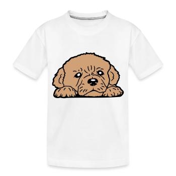 Chiot chien mensonges bon mignon fidèle doux regard doux - T-shirt bio Premium Enfant - blanc - Devant