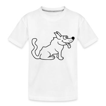 Dear dog sticks out his tongue happily - Kids' Premium Organic T-Shirt - white - Front